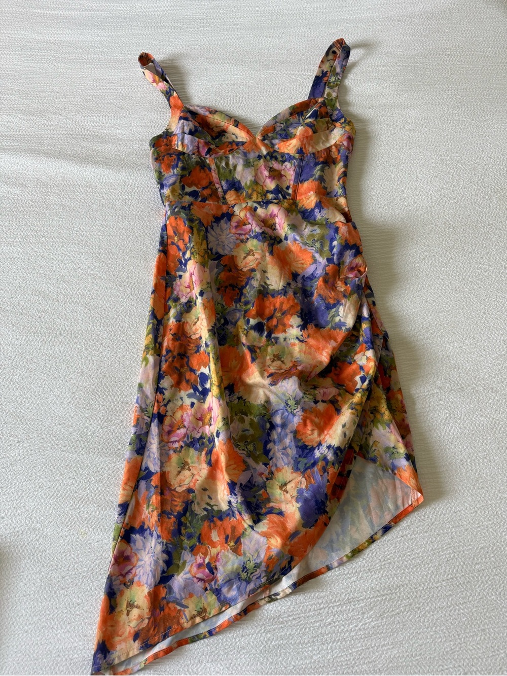 Cider Floral Orange & Purple Midi Dress with Straps